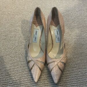Jimmy Choo Nude Croc-Embossed Heels